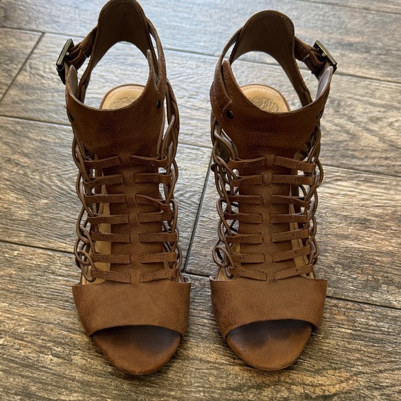 Vince Camuto Brown Caged Sandals - Picture 1 of 14